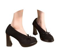 Elegant French Platform Heel Pumps for Evening Festivals Formal Events, black, 8 UK