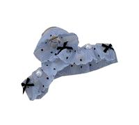 Elegant French Style Voluminous Hairstyle and Secure Hold Women Girls Fabric Hair Claw Triangle Hair Clip with Dot Lace Design for Volumizing