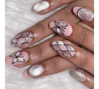 Elegant French Styles False Nails Cats Eye Press On Nails Butterfly Designs Manicure Nails Art For Fashionable Women