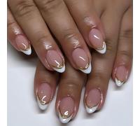 Elegant French Tip Almond Press On Nails ShortFalse With White Tips Set For A Salon Finish At Home Nail Art Accessories