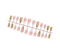 Elegant French Tip Rose Decors Almond False Nails Easy To Apply And Remove For Women 24PCS Adults Nail Kit