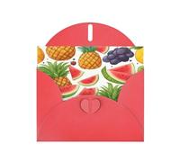 Elegant Fresh Juicy Fruits Pineapple Berries Grape Orange Print Greeting Cards With Envelopes,Thank You,Birthdays,Christmas,Valentine