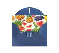 Elegant Fresh Juicy Fruits Pineapple Berries Grape Orange Print Greeting Cards With Envelopes,Thank You,Birthdays,Christmas,Valentine
