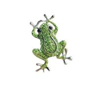 Elegant Frogs Brooch With Green Crystals Rhinestones Embellishment Pin Eye Catching Dress Coat Jewelry For Women Girls Festive Crystal Animal Pin For Gifts