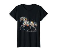 Elegant Galloping Horse with Intricate Colorful Details Value Graphic T-Shirt, Women, Black, M