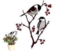Elegant Garden Design Metal Birds - Bird Yard Stake Decorative Rust Accent, Branch Outdoor Ornament, Tree Lawn Decoration, Rustic For Home Patio Backyard Display | Chickadees Decor Cute Animal