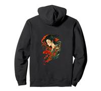 Elegant Geisha with Koi Fish Japanese Art Style Pullover Hoodie
