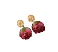 Elegant & Gentle Style Flower Earrings - Dried Rose Preserved Flower Earrings Romantic Jewelry for Date Party Vacation | Gift for Her