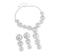 Elegant Geometric Round Necklace and Earrings Set Adjustable Y Shaped Chain and Flowing Tassels Design for Dynamic Elegant Round Charm Necklace and Studs Set Featuring Y Shaped Chain Flowing Design