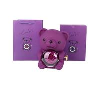 Elegant Gift Box with Preserved Rose and Bear Texture Present for Wife Girlfriend and Lover Various Color Elegant Home Decors