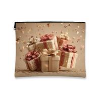 Elegant Gift Makeup Bag, Vintage Brown Cosmetic Travel Pouch for Women, Portable Small Zipper Organizer, Holiday Skincare Toiletry Bag, Brown, 7x9 Inch, Gift