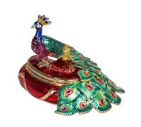Elegant Gift Ready Hand Painted Enameled Peacocks Design Jewelry Box in Protective Packaging for Safe Business Gift Jewelry Box