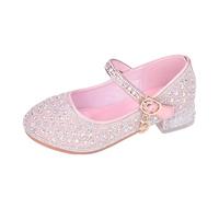 Elegant Girls High Heels with Crystal Decoration for Festive Occasions Stage Performances as Flower Girl or Piano Performance, pink, 10 UK Child