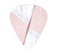 Elegant Girly Rose Gold Glitter & White Marble,12 Pcs Guitar Pick,3 Different Thickness Plectrums for Acoustic Guitar Bass Ukulele (0.46mm 0.96mm 0.71mm)
