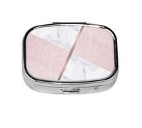 Elegant Girly Rose Gold Glitter & White Marble,Meta Pill Box 2 Compartment Medicine Case,Portable Organizer
