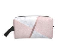 Elegant Girly Rose Gold Glitter & White MarbleLarge Capacity Cosmetic Organizer,Travel Makeup Bag for Women