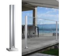 Elegant Glass Balcony Railing KitModern Square Glass Balustrade with Stainless Steel PostsStylish Outdoor Stair Partition for Safety & Design Excellence