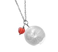 Elegant Glass Ball Dried Flower Necklace With Crystal Heart Charm Delicate Clavicle Chain Unique Beach Necklace Women Glass Ball Dried Flower