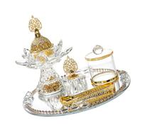 Elegant Glass Engine Set with Elegant Glass Mirror Tray Arabic Style Flower Design for Ramadan Meditation Decorative Arabic Style Glass Engine Burner Set
