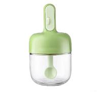 Elegant Glass Spice Jar with Spoon for Seasonings, Moisture Proof Design for Fresh Herbs and Small Snacks, Easy to Clean (Green)