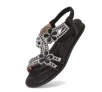 Elegant Glitter Flat Sandals for Women with Rhinestone and Comfortable Soft Soles Slingback Elastic Band Beach Summer Footwear 0225A