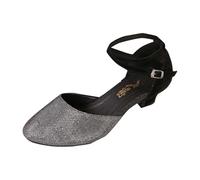 Elegant Glitter Latin Dance Shoes with Bow Front Padded Soft Sole Safer for Women - Mid Heel Shoes Category Women's Middle Heels, black, 2/2.5 UK