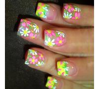 Elegant Glossy Short Square Nails 24Pcs Floral Detail Full Covers Stick On Nails For Daily Wear And Special Event Stick On Nail