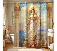 Elegant Goddess Shower Curtain, Artistic Sky Blue White Lady Shower Curtain for Bathroom Decor, Summer Classic Chic Waterproof Fabric Shower Curtain Set with Hooks 72x72 Inch