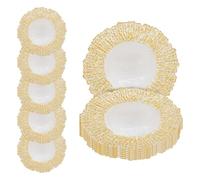 Elegant Gold Crackled Glass Charger Plate - 33cm Round Underplate Perfect for Weddings, Decorations, Parties, Special Events, Anniversaries, Tableware and Birthdays - 12 Pcs