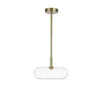 Elegant Gold Finish Modern Pendant Light - 1-Light Transparent Glass Shade Chandelier Ceiling Fixture for Kitchen Island, Bedroom, Hallway, Bar & Living Room