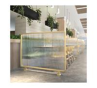Elegant Gold Glass Partition Screen for Dining Spaces Iron Divider for Restaurant Workstations Stylish Half Wall Countertop (19.69x59.06in / 50x150CM)