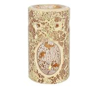 Elegant Gold Glass Pillar Crackle Oil Burner - 14.5cm x 8cm (1 Pc.) - Luxurious Design, Premium Material, Aromatherapy Accessory - Ideal for Home & Office Decor