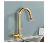 Elegant Gold Kitchen Faucet - Single Hole Swivel Mixer Tap with Hot & Cold Water - Stylish Modern Design for Kitchen Sink Upgrade & Home Decor