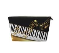 Elegant Gold Notes Piano Key Black, Makeup Bag Cosmetic Bag Portable Travel Toiletry Bag Pencil Case Toiletry Pouch