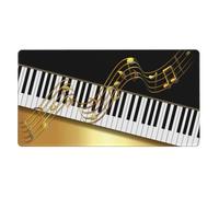 Elegant Gold Notes Piano Key Black,Mouse Pad Large Desk Pad Computer Keyboard Mouse Mat with Non Slip Rubber Base 40 x 70 cm
