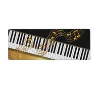 Elegant Gold Notes Piano Key Black,Mouse Pad Large Desk Pad Computer Keyboard Mouse Mat With Non Slip Rubber Base 30 x 80 cm