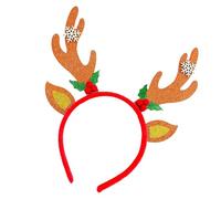 Elegant Gold Reindeer Elk Headband For Christmas Holiday Parties Comfortable Fabric Headpieces Hair Accessory Holiday Hairband