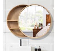 Elegant Gold Round Bathroom Cabinet with Mirror - 50x50cm Wall-Mounted Modern Design Stylish Storage Solution for Luxury Bathrooms & Chic Reflections