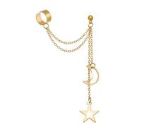 Elegant Gold Silver Alloy Double Clip Earrings With Moon Star Designs For Girls Women Handmade Ear Clip Accessory Trendy Geometric Jewelry For Women