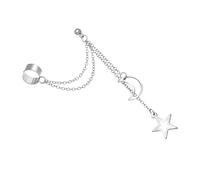 Elegant Gold Silver Alloy Double Clip Earrings With Moon Star Designs For Girls Women Handmade Ear Clip Accessory Trendy Geometric Jewelry For Women