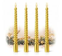 Elegant Gold Spiral Candles for Dining Tables and Festive Events - Long 10 Inch Taper Candles with Anti-Drip Formula, Set of 4 for Wedding Christmas Birthday Party Home Decoration, Twisted