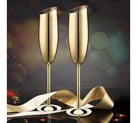 Elegant Gold Stainless Steel Champagne Flutes for Celebration Toasting Birthday Anniversary Bride Groom Mr Mrs Wedding Party,Stemed Slanted Unbreakable Champagne Glasses for Christmas,Outdoor