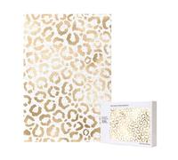 Elegant Gold White Leopard Cheetah,300 Pieces Wooden Jigsaw Family Game Jigsaw Puzzles for Adults Teens