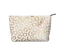 Elegant Gold White Leopard Cheetah, Cosmetic Bag Corduroy Makeup Bag Portable Travel Toiletry Bag