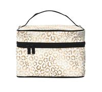 Elegant Gold White Leopard Cheetah, Makeup Bag, Portable Cosmetic Bag for Women - Travel Cosmetic Organizer, Toiletry Pouch, The Go-to Gift That Never Disappoints for Special Moments