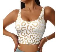 Elegant Gold White Leopard Cheetah,Women's Sports Vest, Women's Short Vest Sleeveless Activewear Fitness Shirt for Gym,M