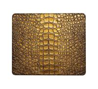 Elegant Golden Crocodile Pattern Mouse Pad, Luxurious Faux Leather Design, Non-Slip Surface for Home Office and Gaming Use Square 8x10 Inch