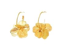 Elegant Golden Floral Dangle Earrings Oversized Floral Ear Accessories Versatile Wear Day To Night Outfit Enhancer Statement Earrings For Parties