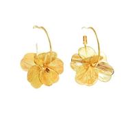 Elegant Golden Floral Dangle Earrings Oversized Floral Ear Accessories Versatile Wear Day To Night Outfit Enhancer Bridal Wedding Ear Jewelry