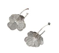 Elegant Golden/Silver Flower Drop Earrings Stylish Unique Oversized Flower Ear Accessories Handmade Gift For Your Eye-catching Golden Earrings, one size, As described